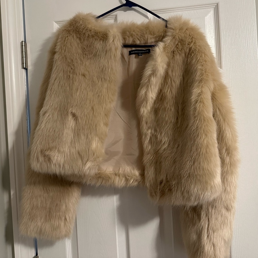 Naked Wardrobe Faux Fur Jacket, Size Medium